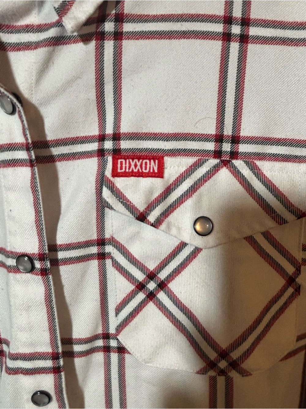 DIXXON White Plaid Button-Down Shirt with Red & Black Stripes